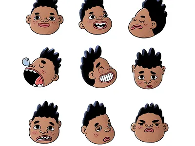 Boy 2d afro boy cartoon cartoon character cartoon illustration character characterdesign cute expresions expression face faces facial expressions illustration illustrator procreate