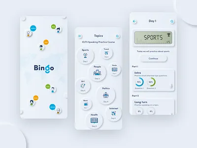 Language app | Neumorphic concept branding cards ui dashboad dashboard app dashboard ui mobile app mobile ui neumorphic neuomorphic neuomorphism skeumorphic skeumorphism skeuomorph soft ui splash screen trend 2020 trending uidesign ux ui ux design