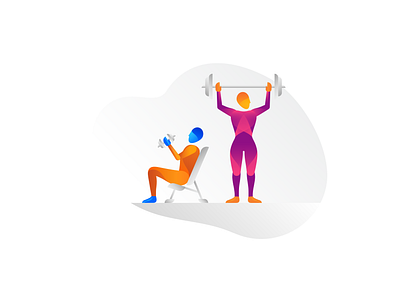 Weightlifters active body bodybuilding color curves exercise figure fitness form gradient illustration person sketch training weight lifting weightlifting workout