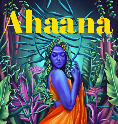 Digital painting - Ahaaana, lady with plants. book bookcover branding digital digitalart girl graphics graphicsdesign photoshop photoshop art visual art visual design visualization women womenart