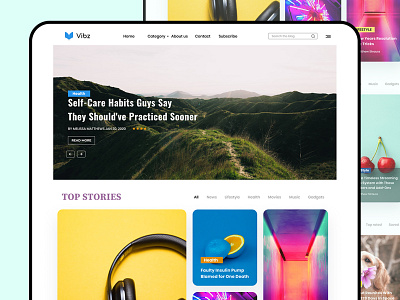 Vibz Article Website article author figma health lifestyle mokup music news ui uiux website xd xddailychallenge