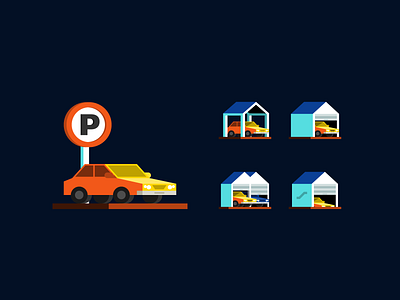 Real estate: Parking area building car park carport construction fajr fitr fajrfitr fajrul fitrianto flat icon icon design iconography illustration parking area parking lot pictogram property real estate spot icon spot illustration