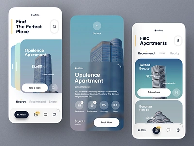 Affitto Real Estate App app broker clean clean ui home house rent app ios app minimalist mobile mobile app mobile app design orix property property app real estate agency real estate design rent rent app sajon ui design