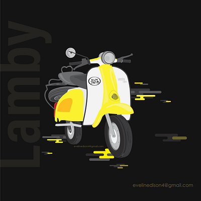 lambi illustration bike black and yellow design illustration scooter