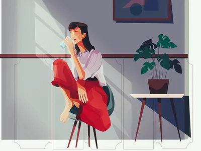 Illustration of drinking water character design design drink flat girl character graphic design illustration ux vector water women