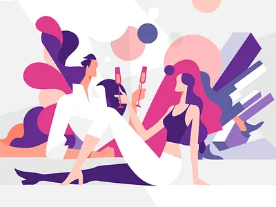 Blind Date (Pink Version) anniversary cin cin cool couple drink girlfriend happy hour illustration lifestyle love style