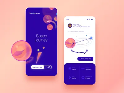 Location tracker for Space Journey App 3dillustration app artdirection dailyui design illustration location app location tracker locations mobile modern space ui uiux universe visual design