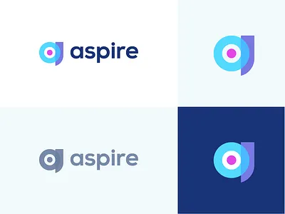 Aspire - Target - Logo Design a logo abstract app icon aspire branding center dart clean colorful vibrant development identity lettermark logo logo mark symbol icon mark minimal minimalistic modern logo target point technology studio communication winning