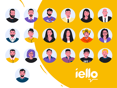 iello team art character colorful creative design flat illustration inspiration people team vector