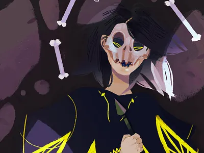 Hunter art artis artist bones girl girl illustration hunter illustrator skilet