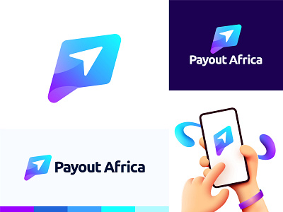 Payout Africa Logo Design - Letter P with Send Money brand identity branding branding agency branding and identity design finance logo gradient logo graphic design logo logo and branding logo design logo trends 2022 modern logo money money transfer logo monogram logo online money transfer p letter logo send wallet logo