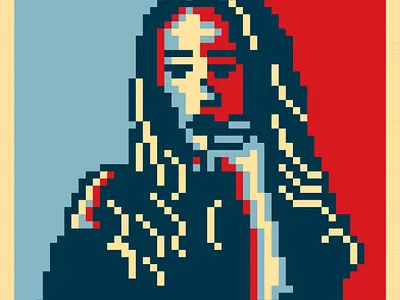 Portrait Girl Obama Hope Style girl character illustration illustration art illustrations pixel pixel art pixelart pixels portfolio portrait