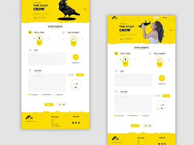 eat crow black creative crow website concept website design yellow