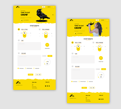 eat crow black creative crow website concept website design yellow
