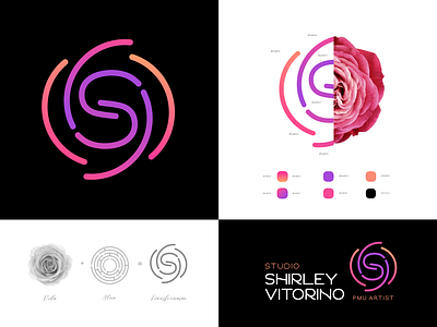 Identidade | Studio Shirley Vitorino | PMU Artist brand identity branding color corporate identity design flower logo pmu studio