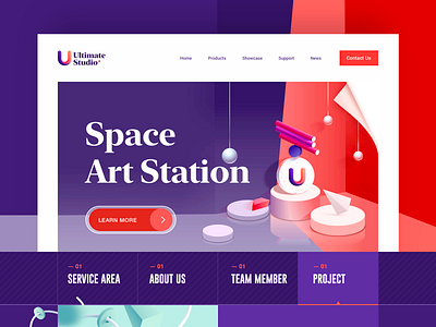 Ultimate Studio 3d abstract element branding illustration purple studio ghibli ui uiux web design 应用界面设计