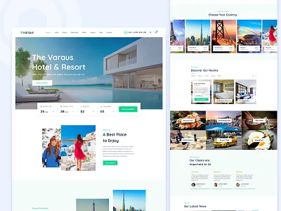Varaus - Hotel Booking PSD Template clean hotel hotel booking minimal resort resturent room booking rooms webdesign website