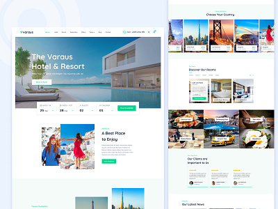 Varaus - Hotel Booking PSD Template clean hotel hotel booking minimal resort resturent room booking rooms webdesign website