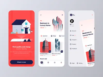 Rental app app business concept map mapping mobile rental rental app ui 卷筒纸 插图