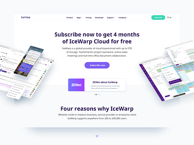 Cloud subscription - landing page calendar clean cloud collaboration creative email icon icons interface landing landing page layout screenshot server subscription ui ux web web design website