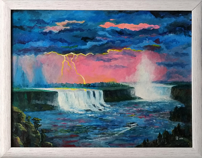 Lighting in Paradise acrylic art artist canada falls landscape lighting niagara ontario painting paints rain storm usa