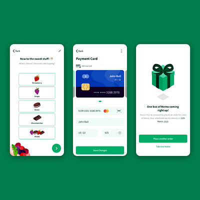 Memo Cake Order App cake design order pay payment ui