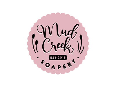Soapery Logo - ver 2 badge badge logo bakery bakery logo cat tails circle logo logodesign pink scallop soap soapery