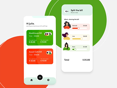XD Daily Challenge | Bill-splitting app adobe xd application bill bill sharing app bill splitting design drag trigger illustration illustration art illustration design illustration digital interface interfacedesign mobile app neuland smartphone app ui ui ux ui animation uidesign