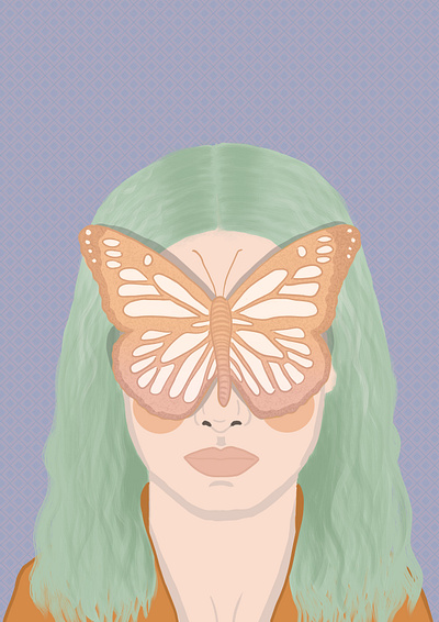 Portrait butterfly design digitalart digitalartist digitalartwork draw drawing green illustration pastelcolors portrait purple