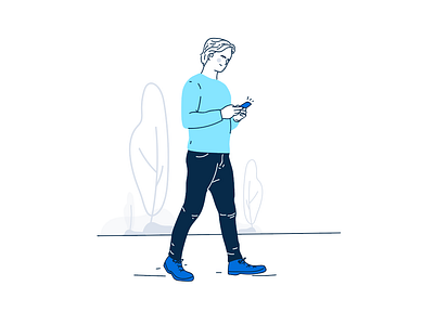 Man walking with smartphone design illustration ui