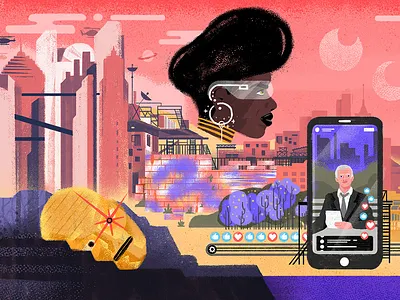 Revista Anfibia - Ciencia Ficción y Distopías dystopia editorial illustration ilustracion editorial revista anfibia science fiction