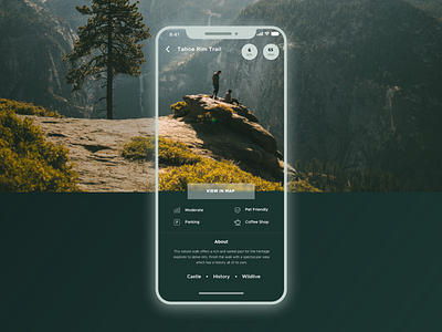 Hiking Trail Screen app creative design design app green light nature ui ui ux ui ux design ui app ui deisgn ux