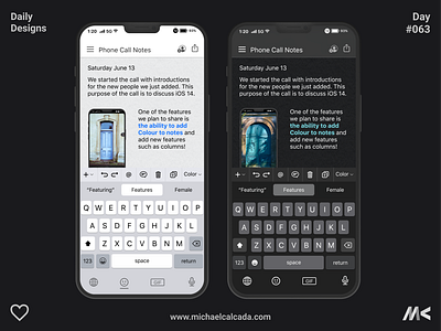 Daily Designs in Quarantine #063 apple apple concept dailyui ios ios 14 ios 14 concept iphone iphone 12 iphone 12 concept note notes app redesign