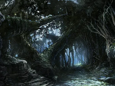 Whispering Forest environment forest green landscape rocks trees