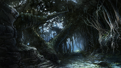 Whispering Forest environment forest green landscape rocks trees