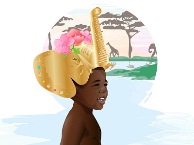 Mwitu - Jungle african art childrens illustration dark skin design elephant illustration illustrator little boy prince safari vector