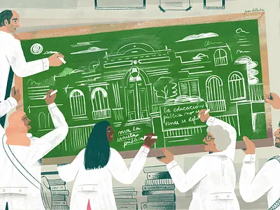 Back to school: The odyssey of thinking together in a classroom. editorial illustration escuela publica ilustracion ilustracion editorial public education public school revista anfibia