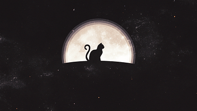 mooncat. design illustration minimal poster art vector wallpaper design