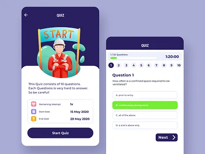 Online Learning Apps - Quiz Page assessment branding colors design learn learning app learning management system learning platform mobile app mobile app design mobile design mobile ui ui uiux ux