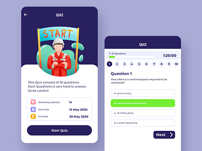 Online Learning Apps - Quiz Page assessment branding colors design learn learning app learning management system learning platform mobile app mobile app design mobile design mobile ui ui uiux ux