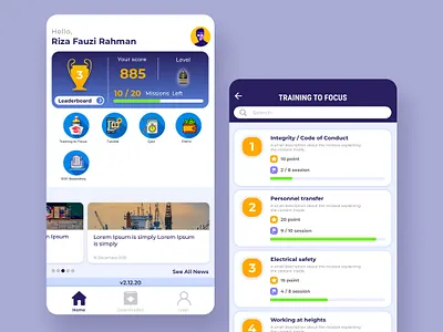 Online Learning Apps - Home Page assessment design learning app learning platform mobile app mobile design mobile ui ui uiux ux