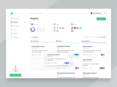 Project board app board cards clean crm dashboard design kanban managment minimal product progress projecct stats trending ui ux