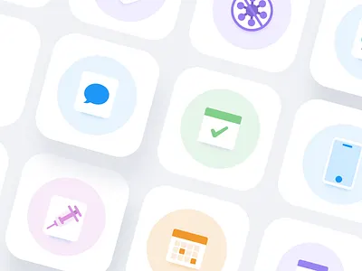 Colorful Icons for Web Page calendar check color iconography icons illustration message phone web website