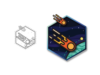 Naturas Colorized (2/3) asteroid badge flat galaxy moon outerspace planet space star vector