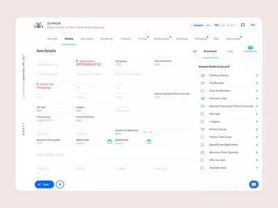 PartsHub Product Detail Edit app automotive design product design startup ui ux web web design