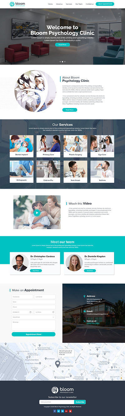 Clinic home typography ux website