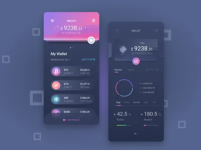 Wallet app design DARK theme ( UI Design) android app app app design app designer application mobile app design mobile ui ui desgin ui designer wonderful ui