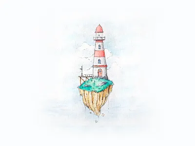 Lighthouse bridge dhultin flying green house illustration island light lighthouse red window