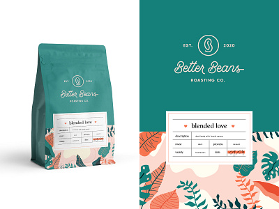 Better Beans Packaging + Label beans better brand identity coffee coffee brand coffee logo ethiopian leaves logo logo design modern packaging