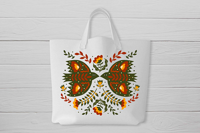 Pattern design for bag. art bag birds branding design drawing flowers folk folkart folkbirds folkflowers graphicdesign